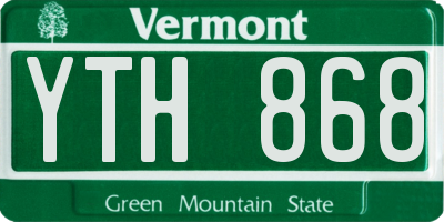 VT license plate YTH868