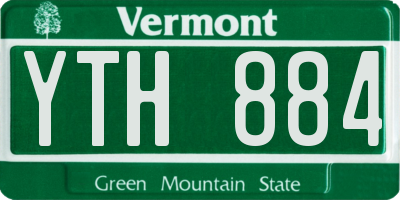 VT license plate YTH884