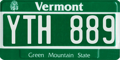 VT license plate YTH889