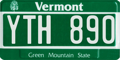 VT license plate YTH890