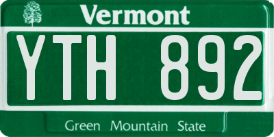 VT license plate YTH892