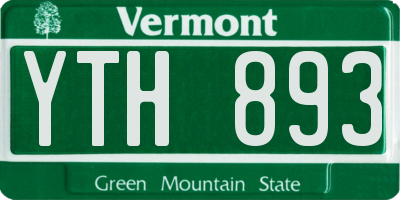 VT license plate YTH893