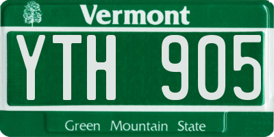 VT license plate YTH905