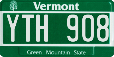 VT license plate YTH908