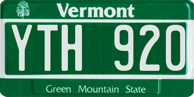 VT license plate YTH920