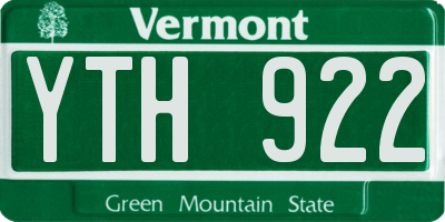 VT license plate YTH922