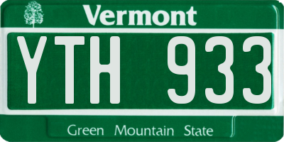 VT license plate YTH933