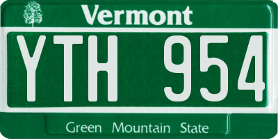 VT license plate YTH954