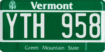 VT license plate YTH958