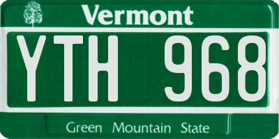 VT license plate YTH968