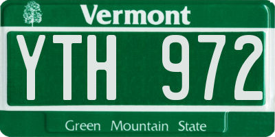 VT license plate YTH972