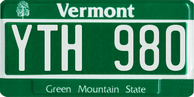 VT license plate YTH980
