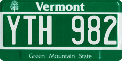 VT license plate YTH982