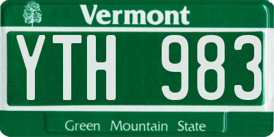 VT license plate YTH983