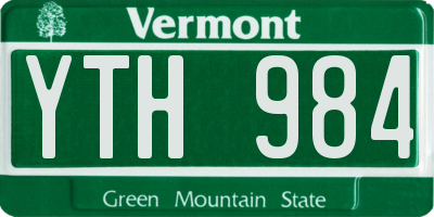 VT license plate YTH984