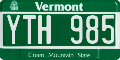 VT license plate YTH985