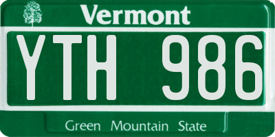 VT license plate YTH986