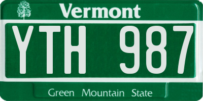 VT license plate YTH987