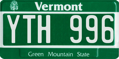 VT license plate YTH996