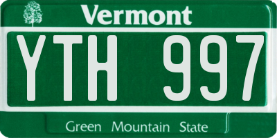 VT license plate YTH997