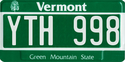 VT license plate YTH998