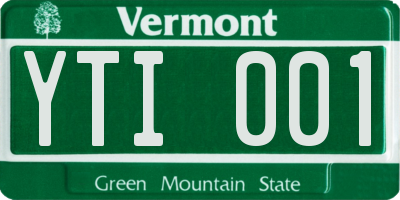VT license plate YTI001