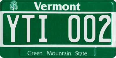 VT license plate YTI002