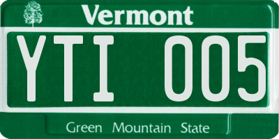 VT license plate YTI005