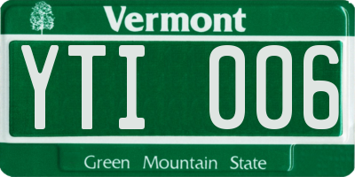 VT license plate YTI006