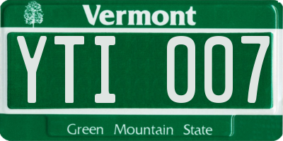 VT license plate YTI007