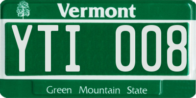 VT license plate YTI008