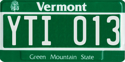 VT license plate YTI013