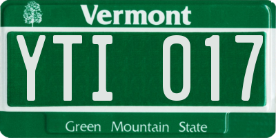 VT license plate YTI017