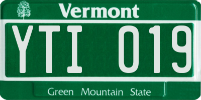 VT license plate YTI019