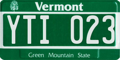 VT license plate YTI023