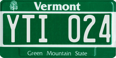 VT license plate YTI024