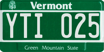 VT license plate YTI025