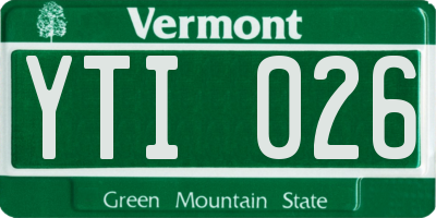 VT license plate YTI026