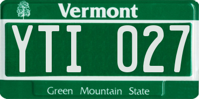 VT license plate YTI027
