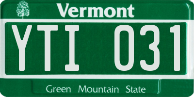 VT license plate YTI031