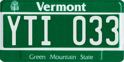 VT license plate YTI033