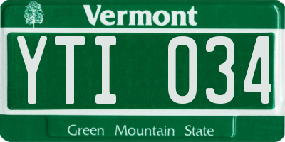 VT license plate YTI034