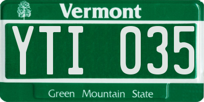 VT license plate YTI035