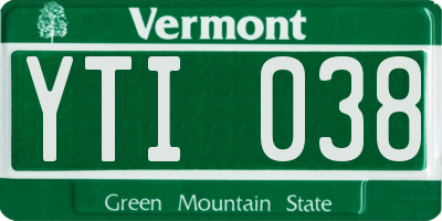 VT license plate YTI038