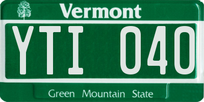 VT license plate YTI040
