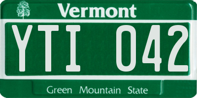 VT license plate YTI042