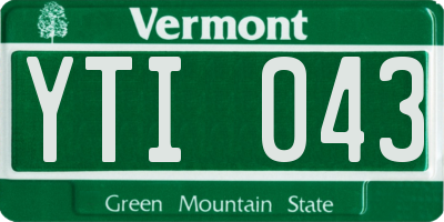 VT license plate YTI043