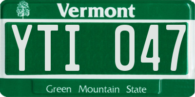 VT license plate YTI047