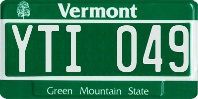 VT license plate YTI049