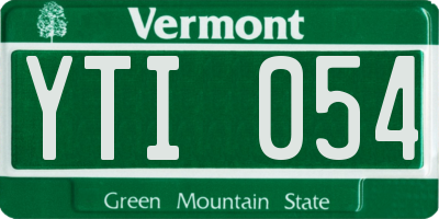 VT license plate YTI054